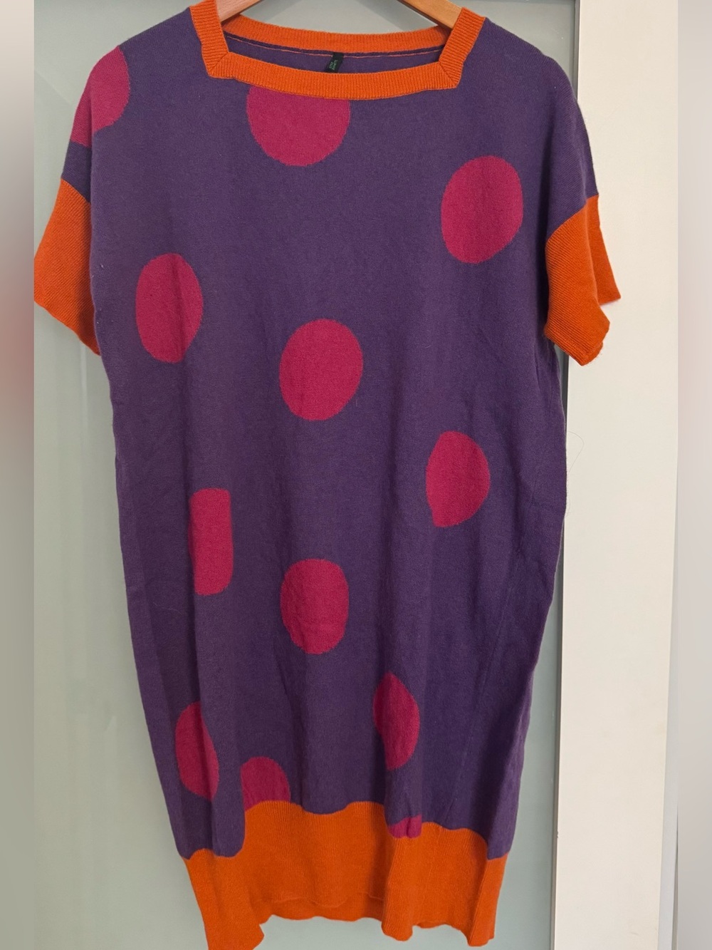 United Colors of Benetton Purple Polka Dot Knit Tunic Sweater | Oversized
